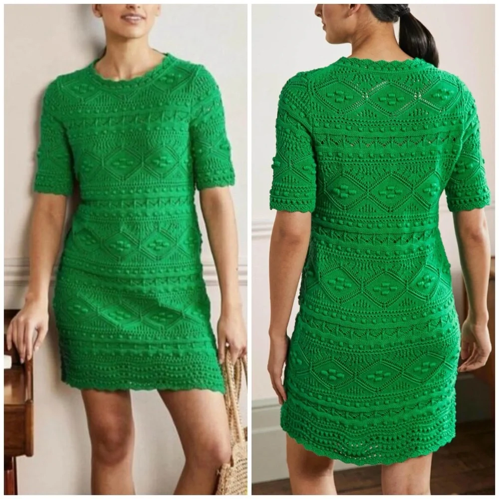 Boden Dress Women’s Size 12R Highland Green Claudia Textured Knit Dress - Picture 15 of 15